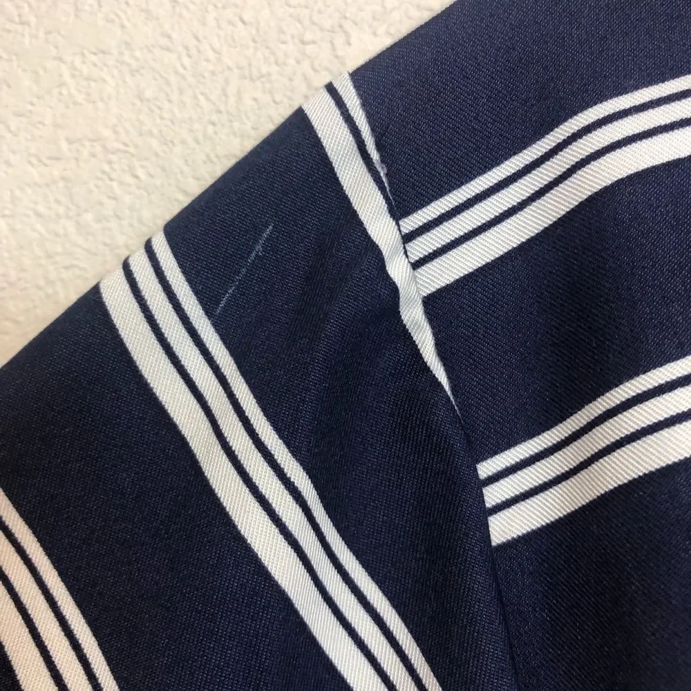 Lands End Women's Plus Size Rayon Short Sleeve Button Front Dress Striped Sz 1X
